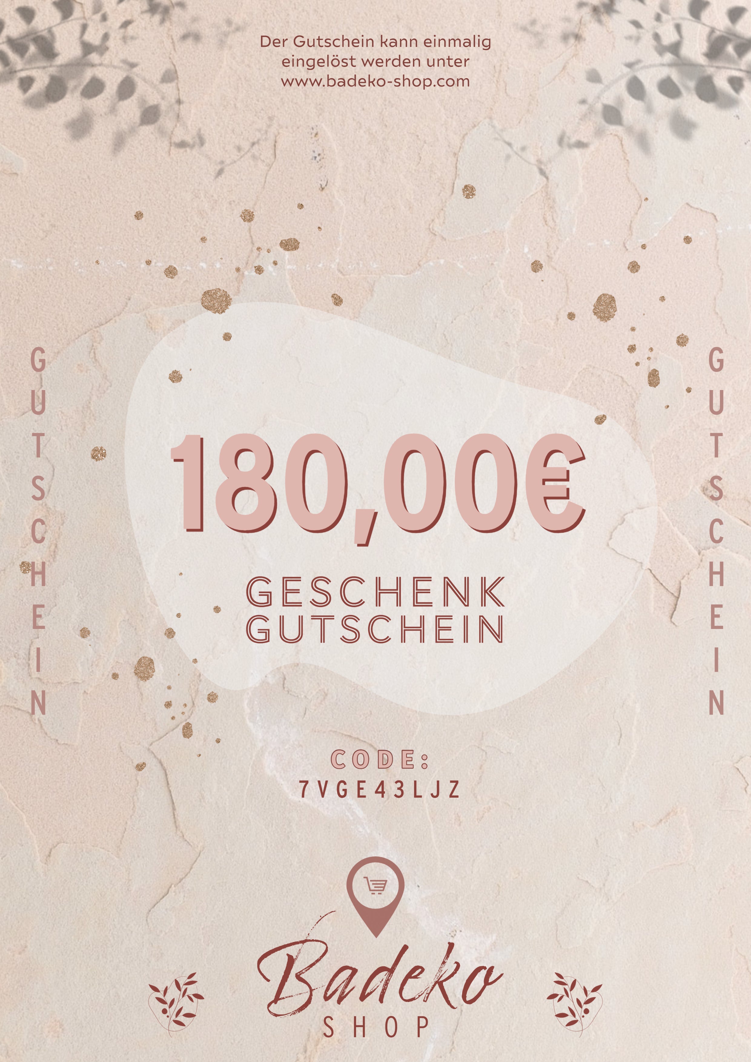 Geschenk Gutschein 180,00€